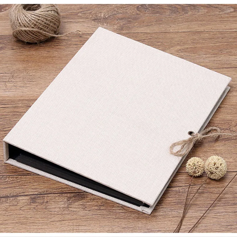 Beige - black page 10 дюймов свадебное платье/Детская Пижама с принтом DIY фото альбом льняная Накидка 30 страниц для альбомов ручной работы Альбом для фотографий липкий Тип - Цвет: Beige - black page