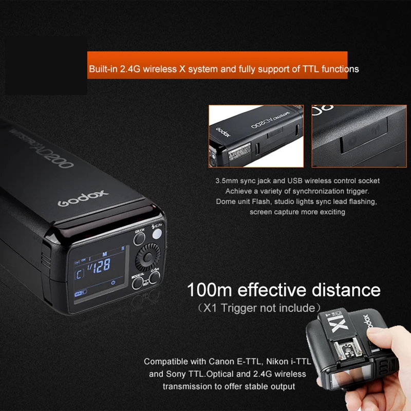 Godox AD200 флэш светильник светодиодный свет Стандартный комплект + X1T C x1t s n камеры