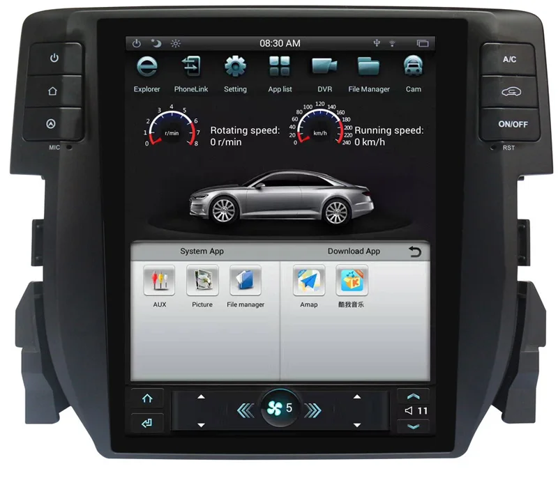 Автомагнитола Tesla с вертикальным экраном Android DVD GPS навигацией для Honda Civic 2016 2017 2018