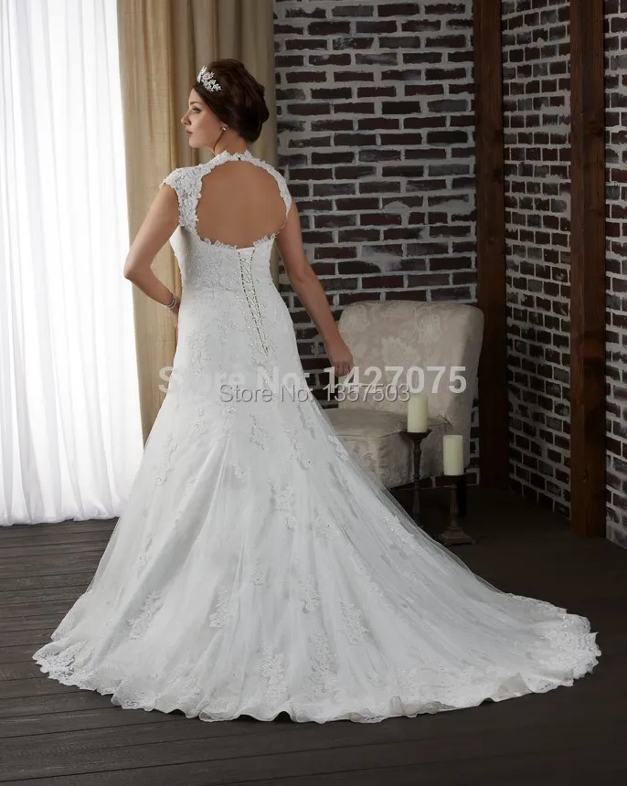 Gownvestido de novia plus size Lace Appliques Backless wedding dress organza bridal gown custom white lvory 2014 new ++ | Свадьбы и