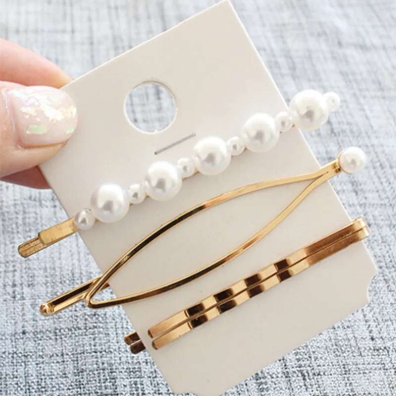3 шт./компл. жемчужные металлическая Заколки для волос Hairband Для женщин шпильки для волос модная одежда для девочек заколки для волос аксессуары Прямая