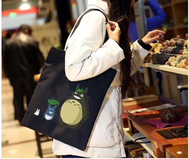 Сумка-Тоторо Женская холщовая мультяшный вместительный саквояж на плечо для