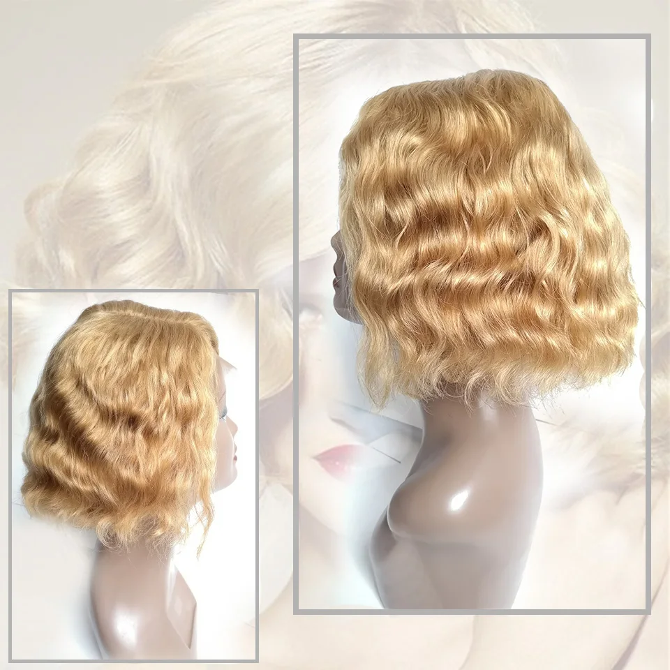LADYSTAR remy волосы парики Т образной формы кружева Shrot Боб вьющиеся 150% плотность