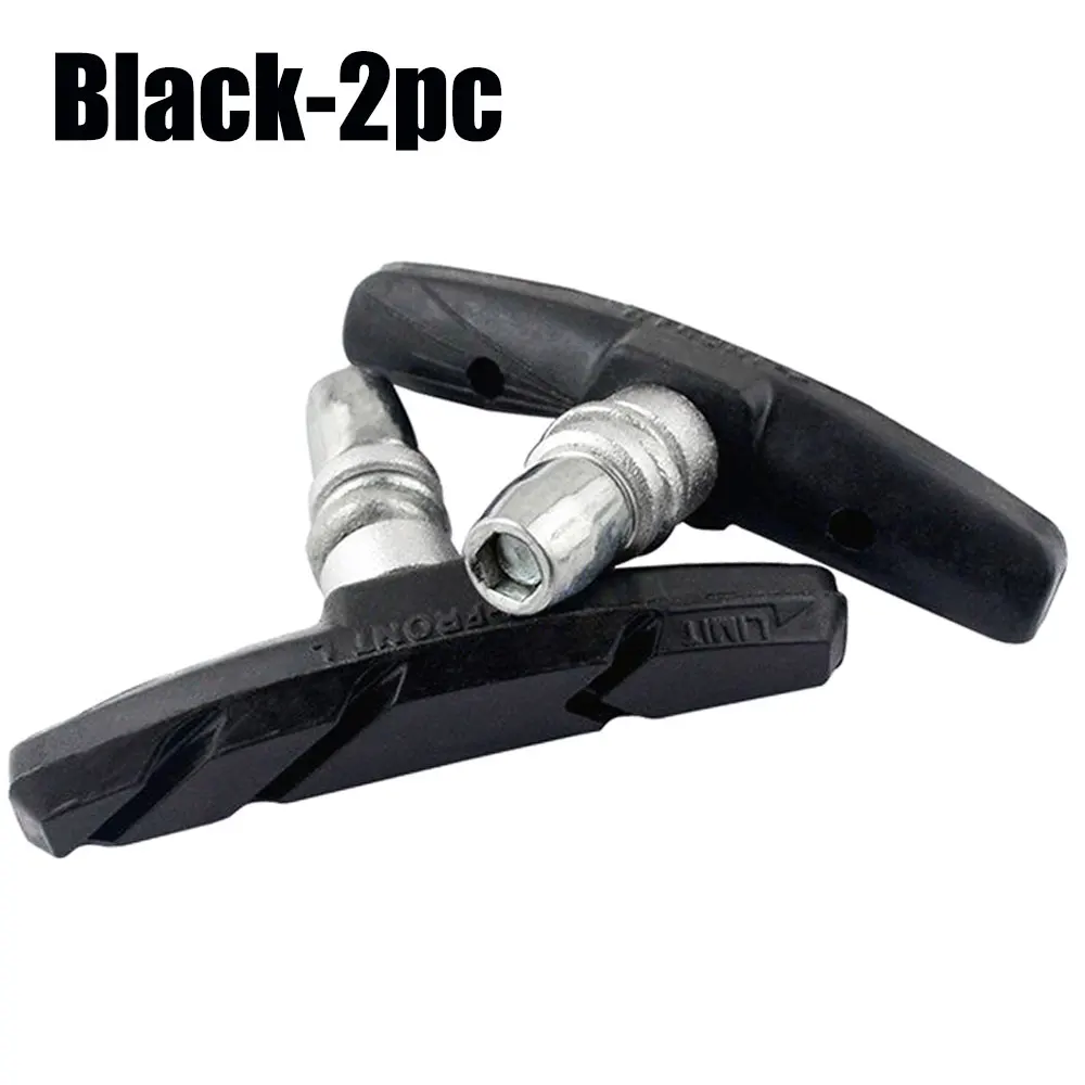 Zacro 2pcs Mountain Road Bike Brake pads MTB Bicycle Braking V-Brake Holder Shoes Rubber Blocks Durable Cycling Accessories - Color: black