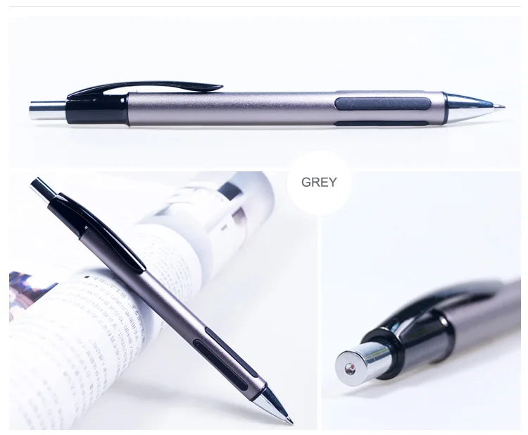 Grey 200 шт/партия Новая металлическая шариковая ручка клик экшн офисная пишущая металлическая ручка - Цвет: Grey