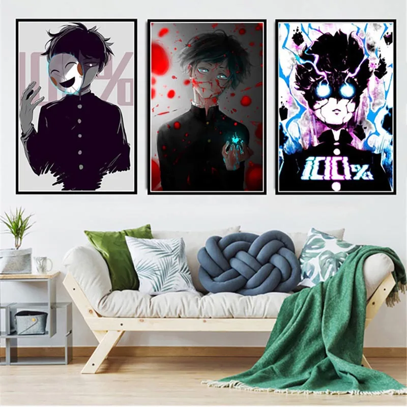 

Printed Pictures Home Decoration Wall Artwork Mob Psycho 100 Nordic Style Modular Japan Anime Poster Canvas Painting Living Room