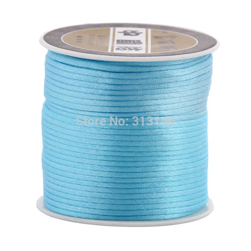 Light Blue 45 м/катушка 2 мм Разноцветные нейлоновые черные китайские узлы макраме шнур плетеный DIY Kumihimo бисер Шамбала нить - Цвет: Light Blue
