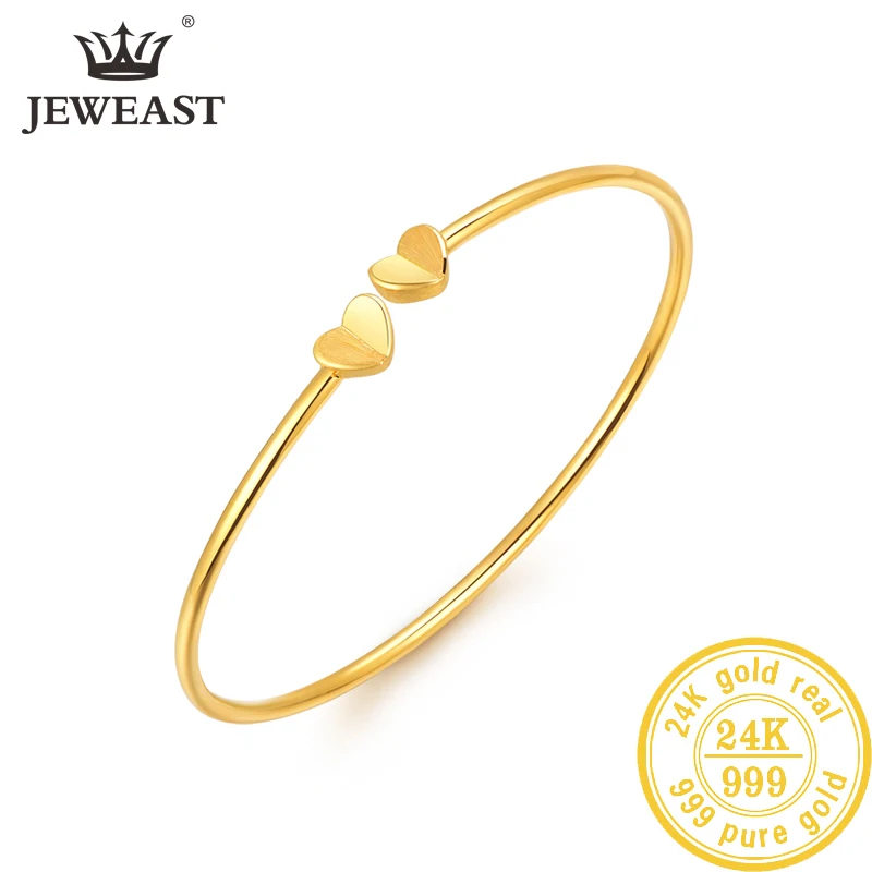 HMSS 24K браслет из чистого золота Настоящее серебро 999 Одноцветный золотой