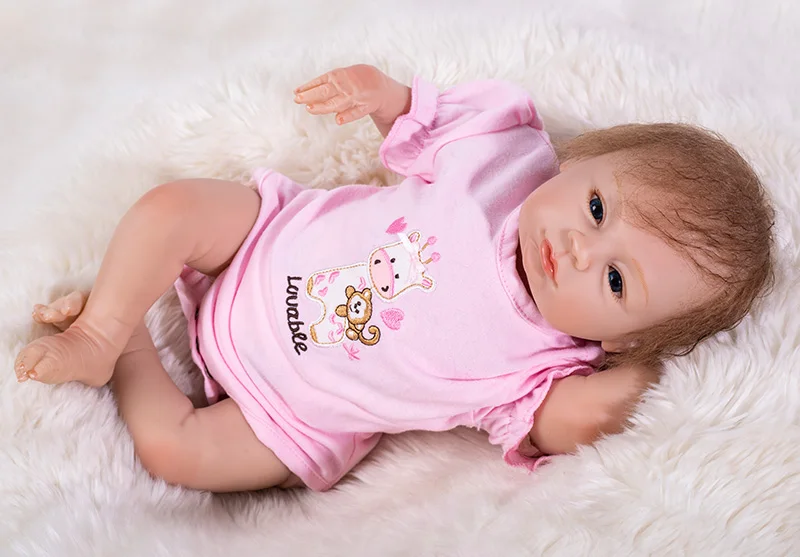 46 см reborn силиконовые детские куклы розовая одежда настоящий вид bebe живая кукла