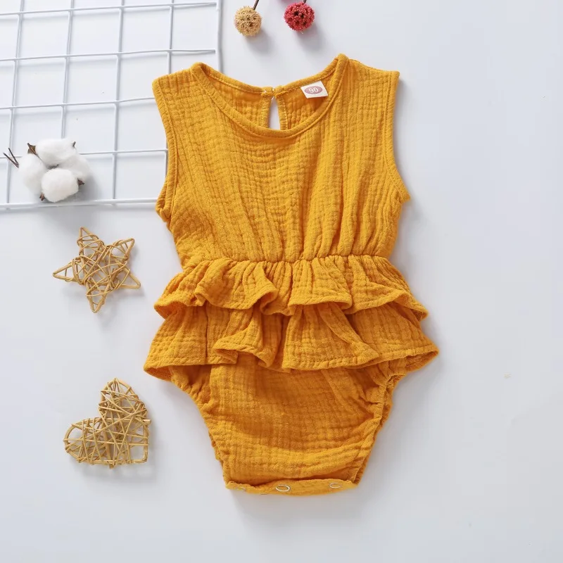 

Fashion Infant Rompers for Girls Kids Clothing Baby Sleeveless Solid Print Rompers Jumpsuit Newborn Rompers