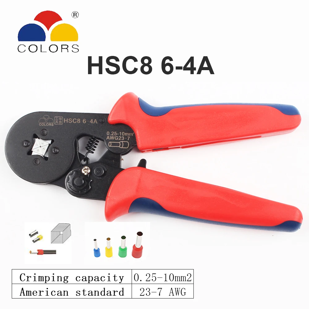HSC8 10S 0 25-10 мм2 23-7AWG обжимные плоскогубцы 6-4A 6-6 мини с круглым носом трубкой
