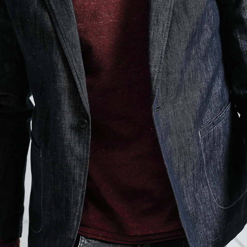 SIMWOOD 2018 Новая осень блейзеры Для мужчин мода Slim Fit Хлопок тёмный деним в горошек