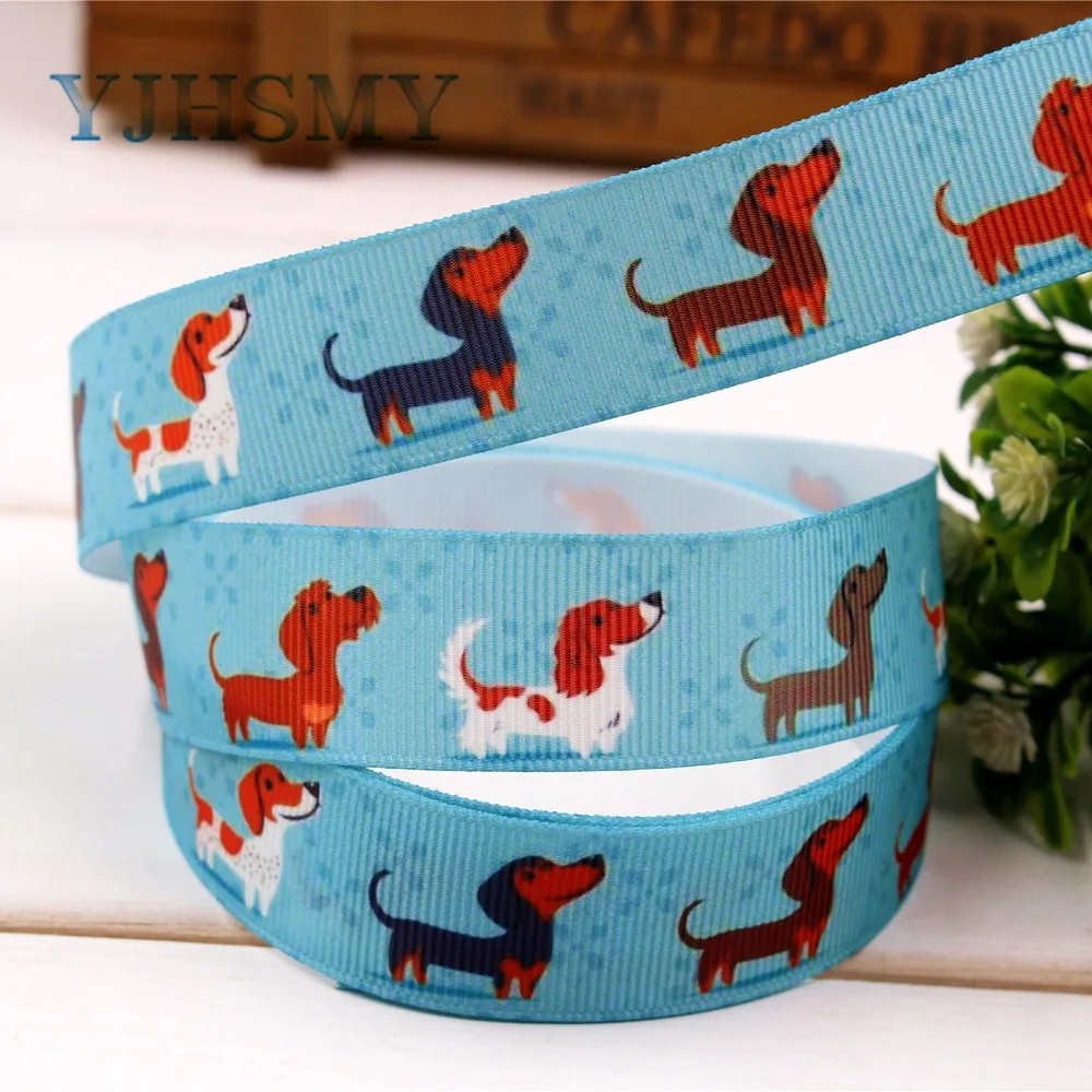 YJHSMY D 17331 1146 10 ярдов 22 мм мультфильм собака печатных grosgrain ленты Свадебные
