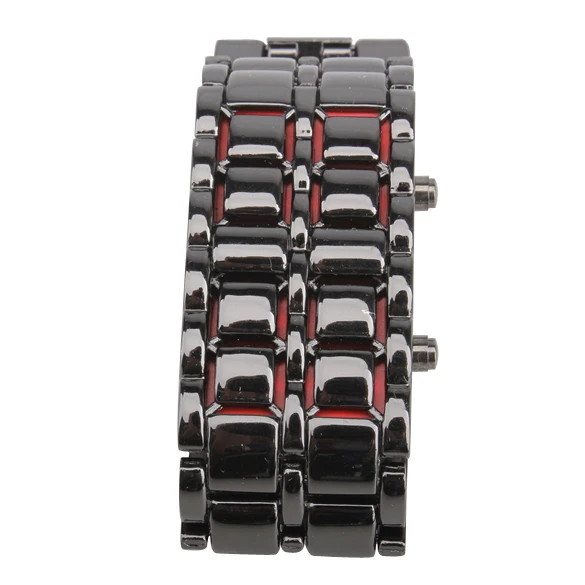 Unisex New Excellent Digital Lava Style Red LED Metal Wrist Watch Men Women Personality E2shopping TT@88
