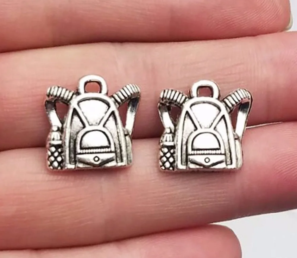

25pcs/lot--16x16mm, Antique silver plated backpack charms,DIY supplies, Jewelry accessories