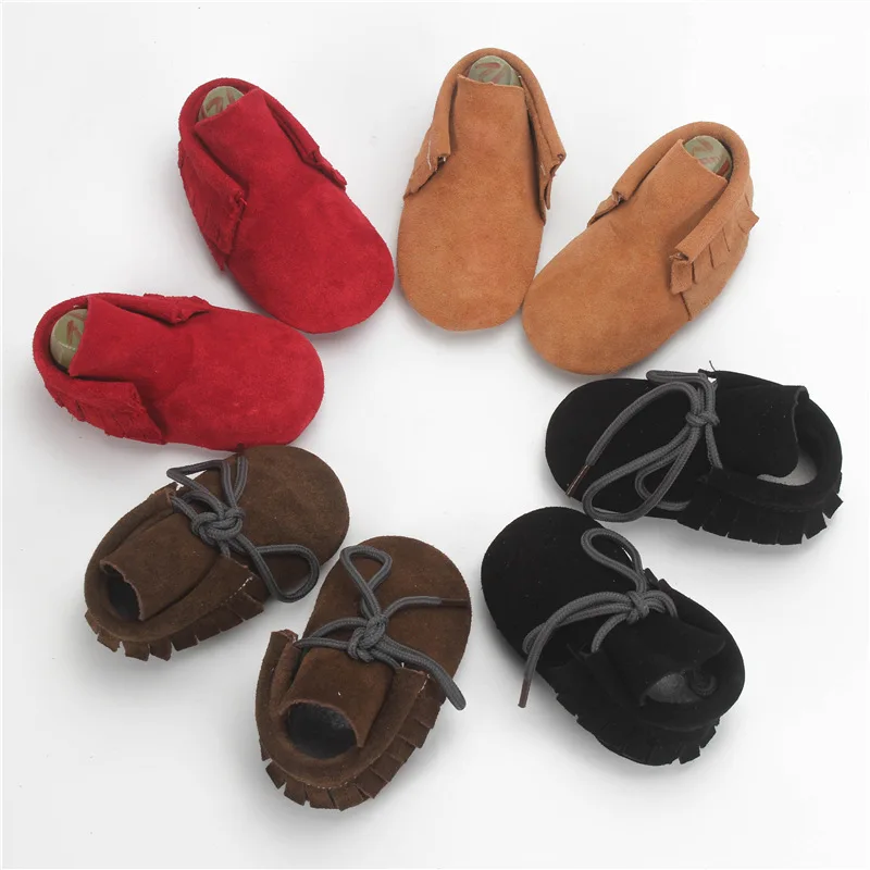 Замшевые детские мокасины из коровьей кожи с мягкой подошвой Обувь для маленьких