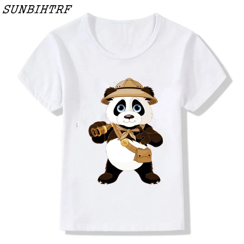 2018 дети пончик полиции Panda Забавный Футболки для женщин Для детей на лето Милая