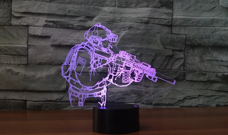 Солдаты пистолет 7 цветов изменения 3D светодиодный Ночной светильник сенсорный
