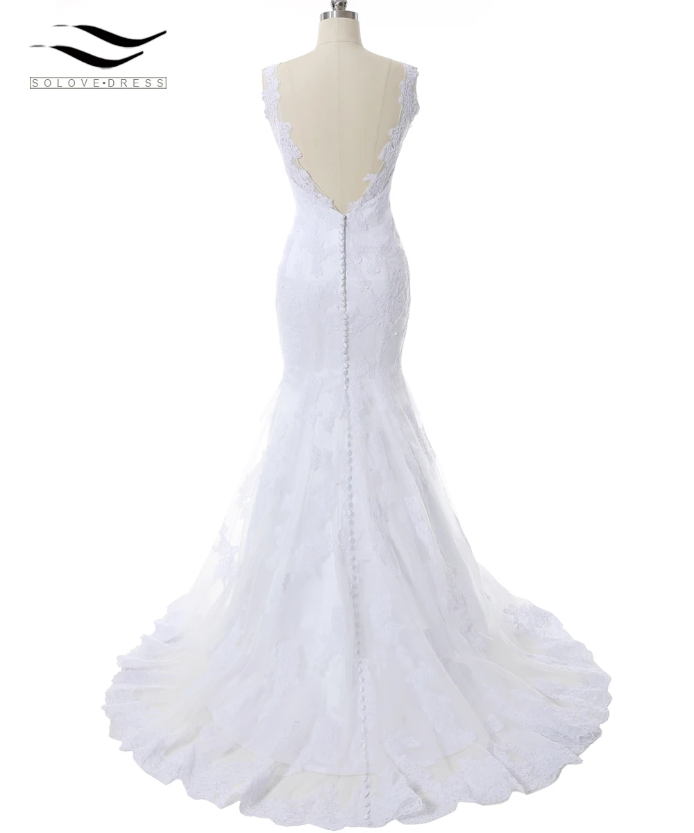 Очаровательное милое кружевное свадебное платье с юбкой годе со шлейфом