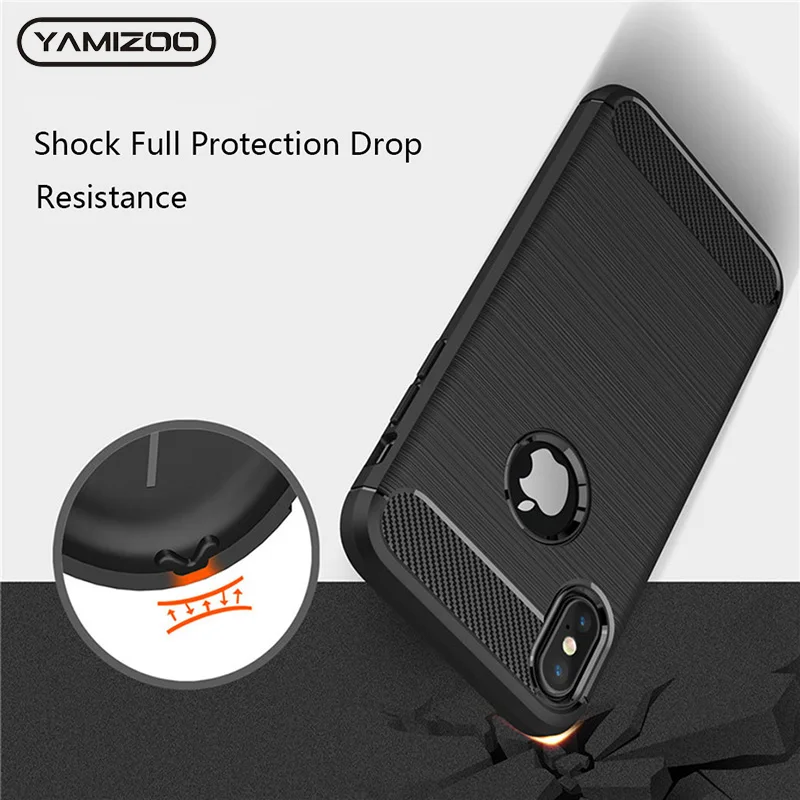 YAMIZOO For iPhone 6s 7 Case Thin Soft Carbon Fiber Shockproof Cover Silicone Matte Phone Cases for 6 8 Plus X Coque |