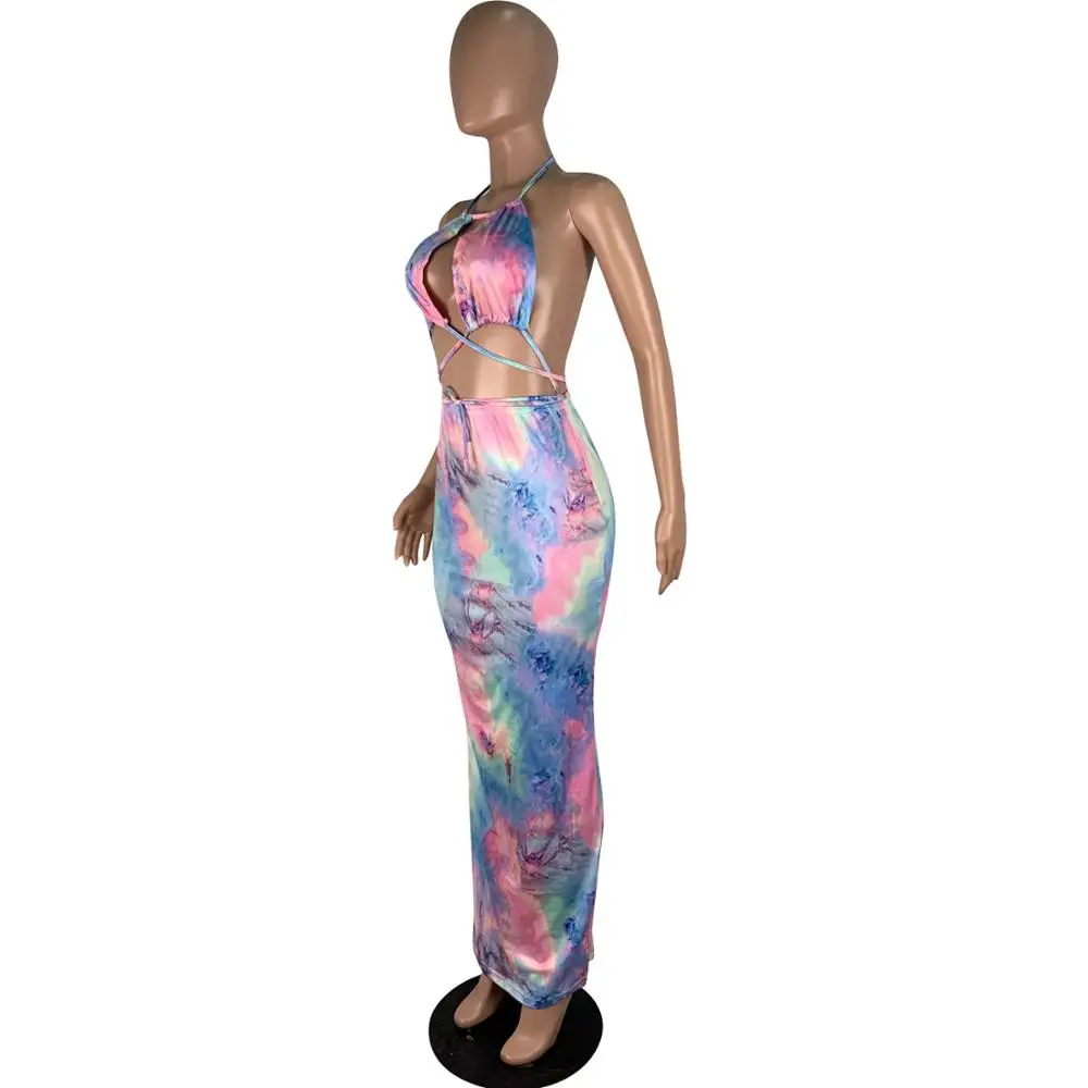 2019 Новая женская летняя обувь вареный galaxy Печать с лямкой через шею вырезами