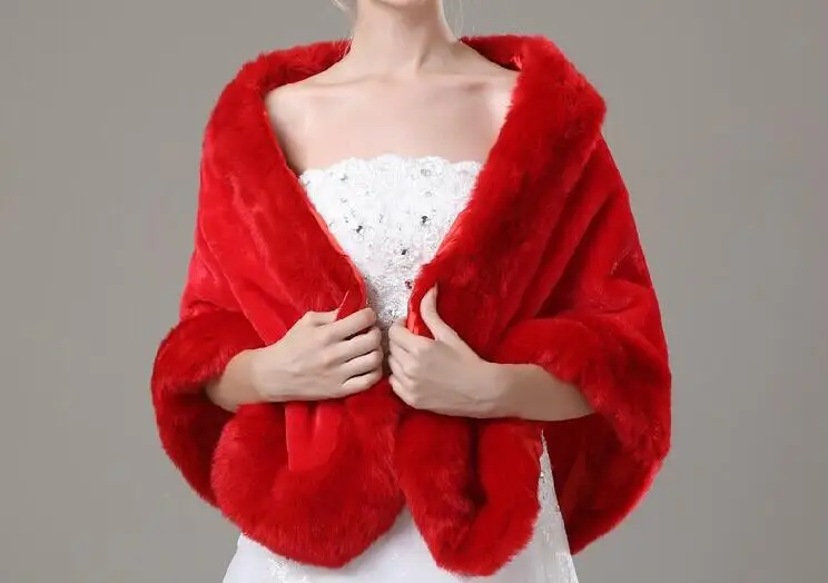 Зимняя Свадьба Пальто Accessoire Свадебная Вечернее Мысы Искусственного Меха Люкс