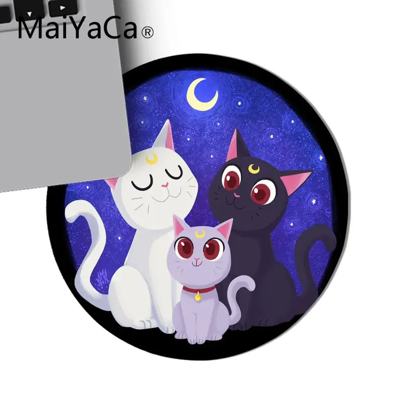 MaiYaCa, милый коврик для мыши с изображением Сейлор Мун, кошки, комфортный круглый коврик для мыши, игровой коврик для мыши, компьютерный ноутбук, коврик для мыши, Настольный коврик, коврик для мыши в стиле аниме