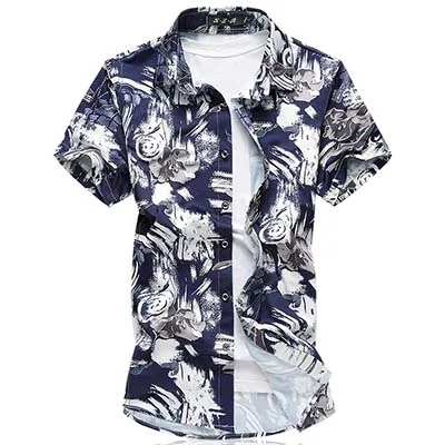 3703 LONMMY плюс Размер 7XL мужские s платья рубашки мерсеризованный хлопок camisa рубашка мужская, с коротким рукавом модная мужская рубашка лето - Цвет: 3703