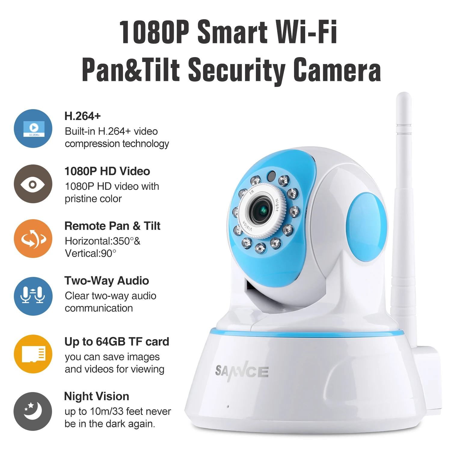 SANNCE Full HD 1080P ip камера беспроводная мини безопасности наблюдения Wifi ночное видение
