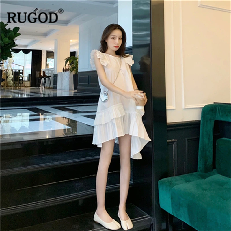 Женское платье без рукавов RUGOD однотонное феи с о вырезом прямого кроя