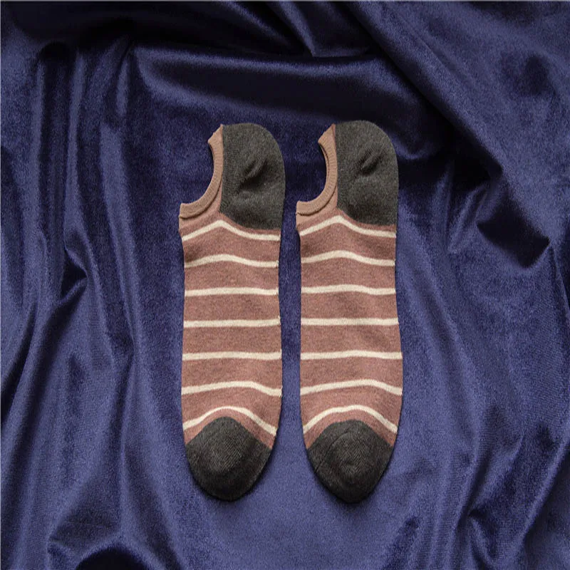 Популярная Удобная унисекс удобные в полоску хлопковые носки шлёпанцы для