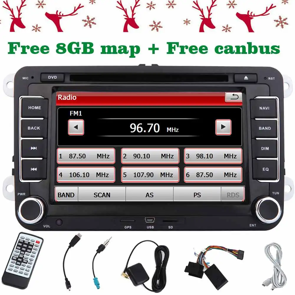 2 Din 7 Inch Car DVD Player For VW/Volkswagen/Passat/POLO/GOLF/Skoda/Seat/Leon With GPS Navigaiton IPOD FM RDS Maps Radio Stereo |