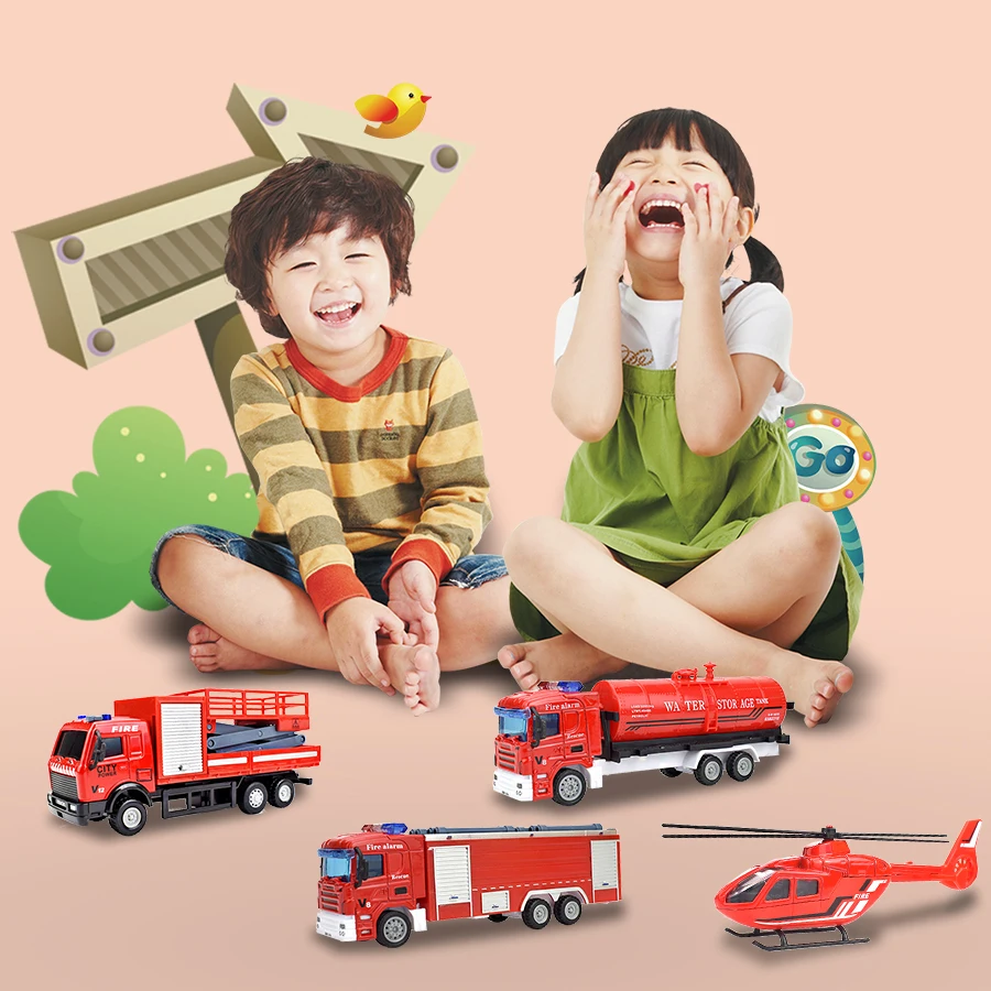 5 шт. набор пожарная машина сплав Игрушки для мальчиков литье под давлением
