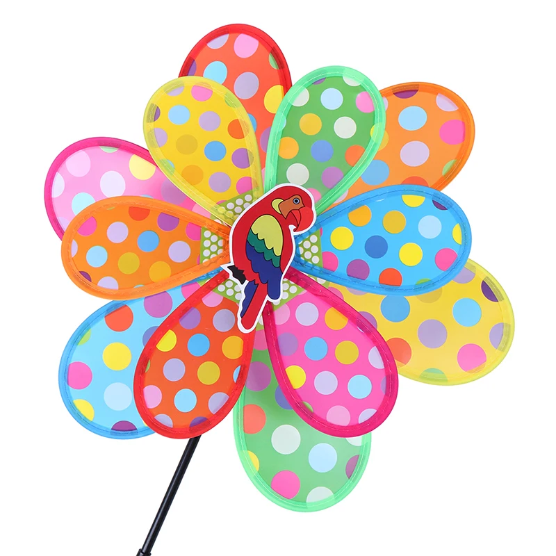 Kids Toy Double Layer Peacock Laser Sequins Windmill Colourful Wind Spinner Home Garden Decor Yard