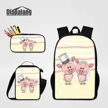 Girls Cute Food Lunchbox Pencil Case School Bags Set Cartoon Pig Primary Backpack Children Creative Mochilas Women Travel Cooler