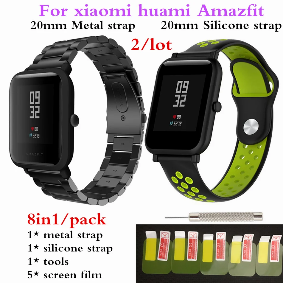 20 мм Металлический Стальной ремешок для часов Huami Amazfit Bip Lite Samsung Galaxy gear S2 S4 band Garmin