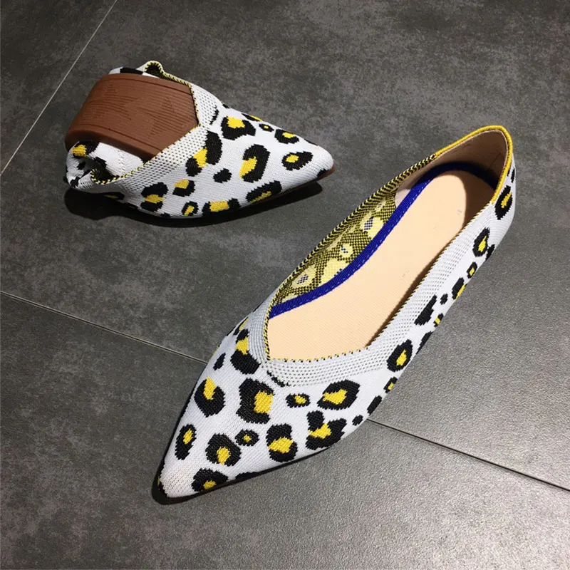 2020 Autumn Women Flats Shoes Stretch Knitting Mesh Loafers Breathable Shallow Soft Soled Ballet Pointed Toe Single | Обувь