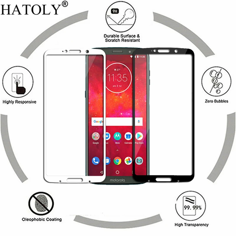 Закаленное стекло для Moto Z3 Play 1 шт. Защита экрана полное покрытие XT1929 3D пленка с