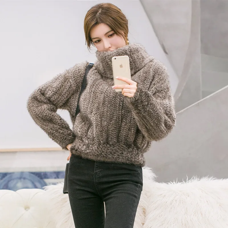 2017 зимнее натуральное вязаное Норковое меховое пальто женское короткое