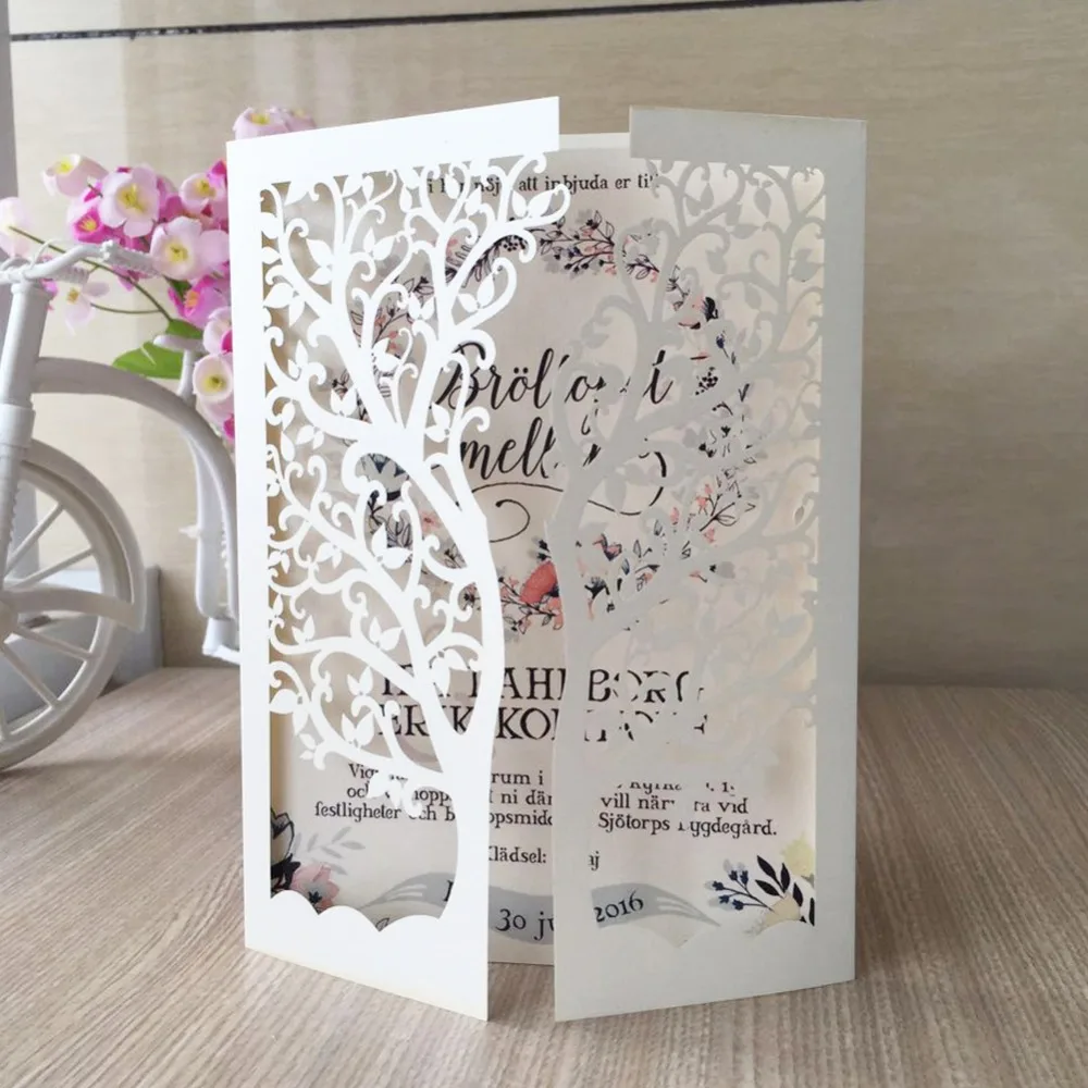 12psc/лот 2017 популярный стиль лазерная резка любящее дерево дизайн белый цвет