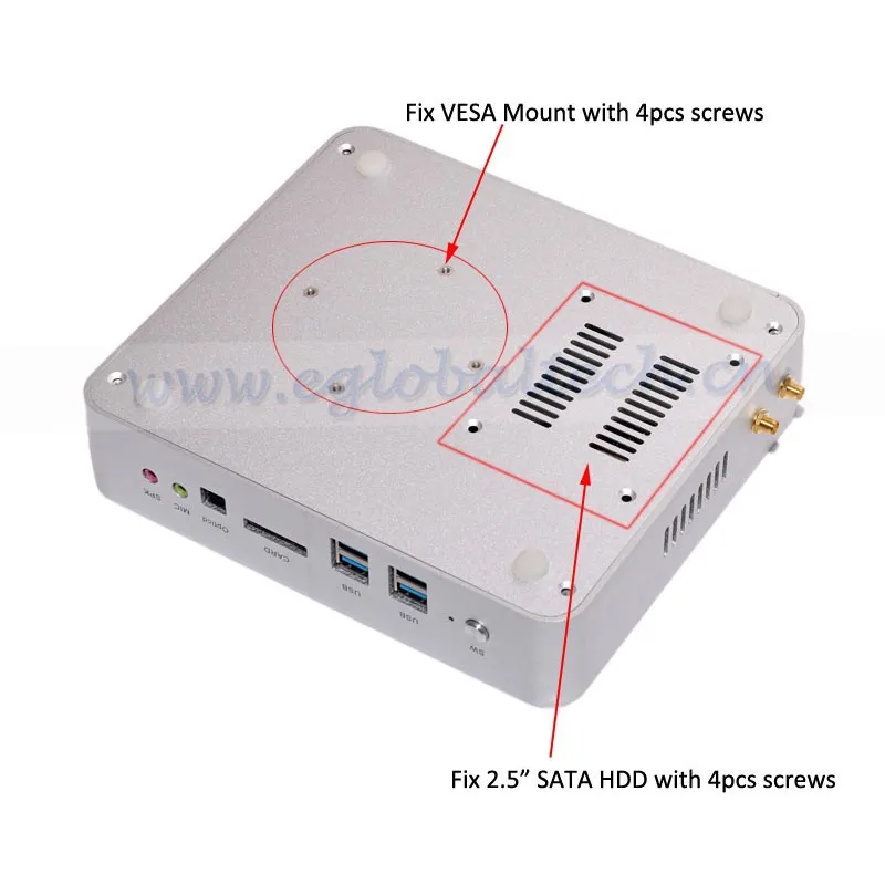 Безвентиляторный мини-ПК Intel компьютер Core i5Broadwell Windows 7/8/10 Barebone неттоп 4K HDMI HTPC Iris 5100