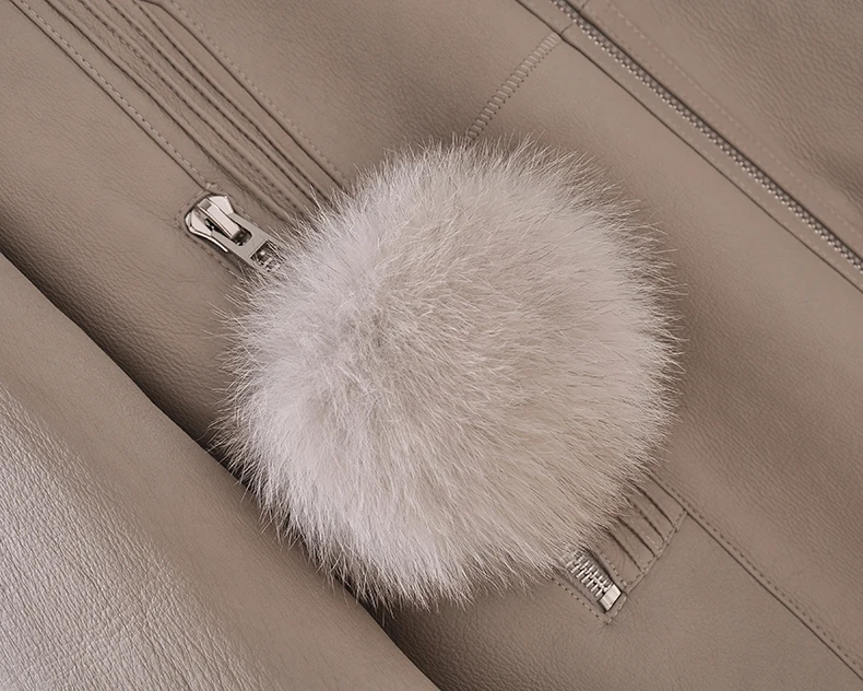 New Arrival Real Sheepskin Lady Coat With Fox Fur Collar With Long Sleeve Zipper Elegent Style Thick Warm Fur