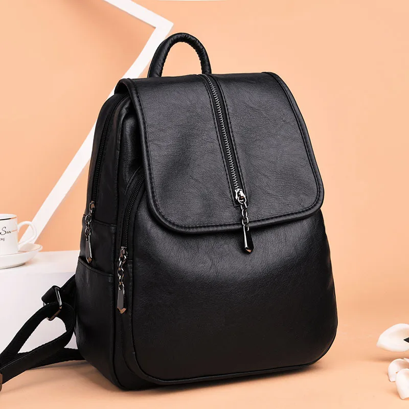 RanHuang New 2021 Women Genuine Leather Backpack High Quality Fashion Black Rucksacks Sheepskin Bags Girls Travel | Багаж и сумки