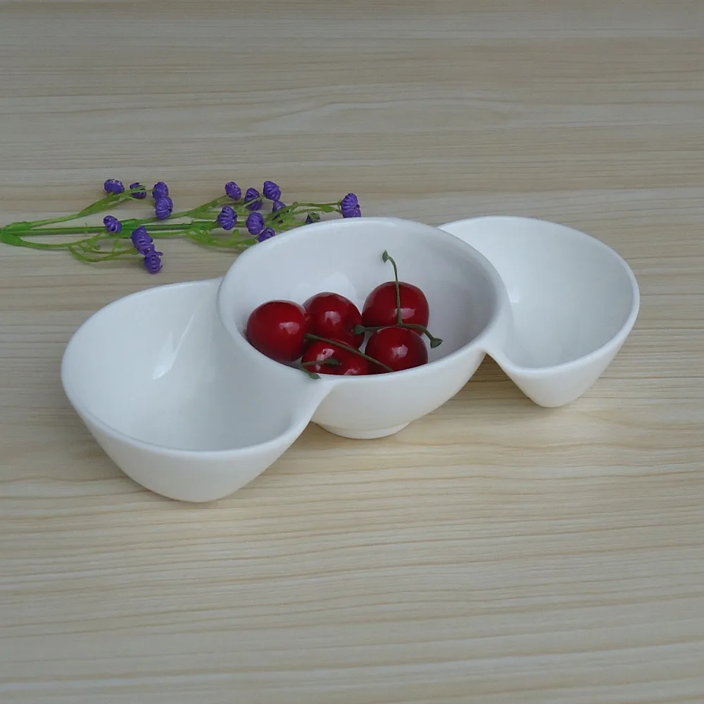 ceramic 3 component bowl snack nut Melon seeds Chip and Dip | Дом и сад