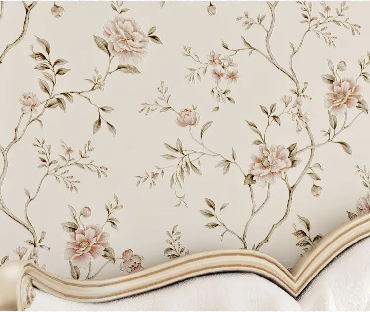 Американская Цветочная пасторальная настенная бумага с птицами Флокированная
