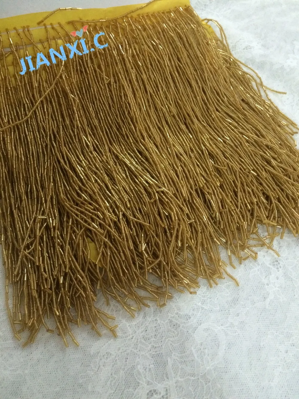 Лидер продаж золотистые бусины 15 см 5 ярдов бахрома блестящие для украшения