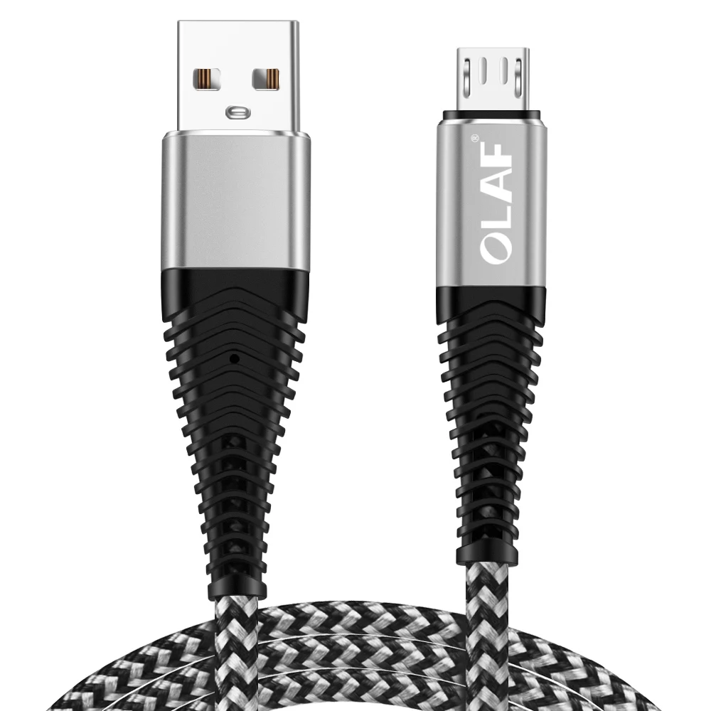 Silver Олаф Micro USB кабель для samsung Xiaomi LG кабель Micro USB быстрая зарядка данных нейлоновая оплетка зарядное устройство Android мобильный телефон провод - Цвет: Silver