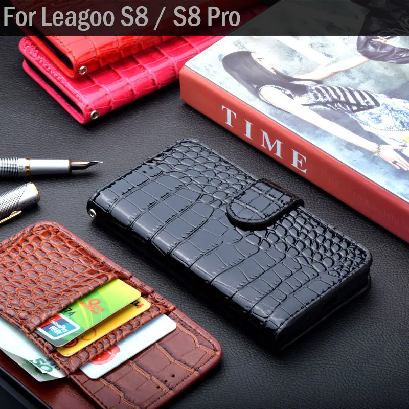 Для leagoo S8 Pro Чехол роскошные крокодиловой кожи откидная крышка с подставкой слот