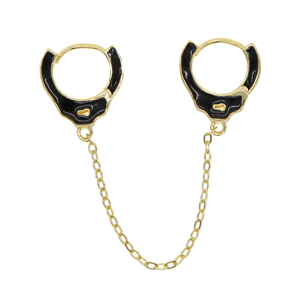 Черная белая красная синяя эмалированная подвеска наручники серьги с золотым