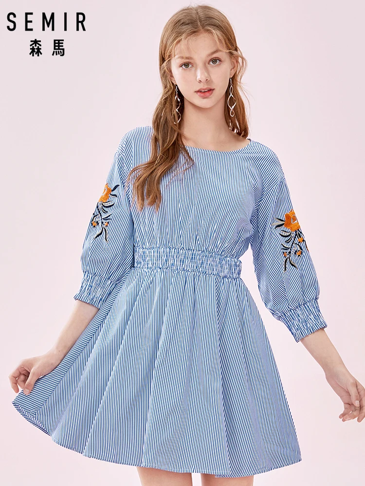 SEMIR женское расклешенное платье из 100% хлопка с длинным рукавом цветочной